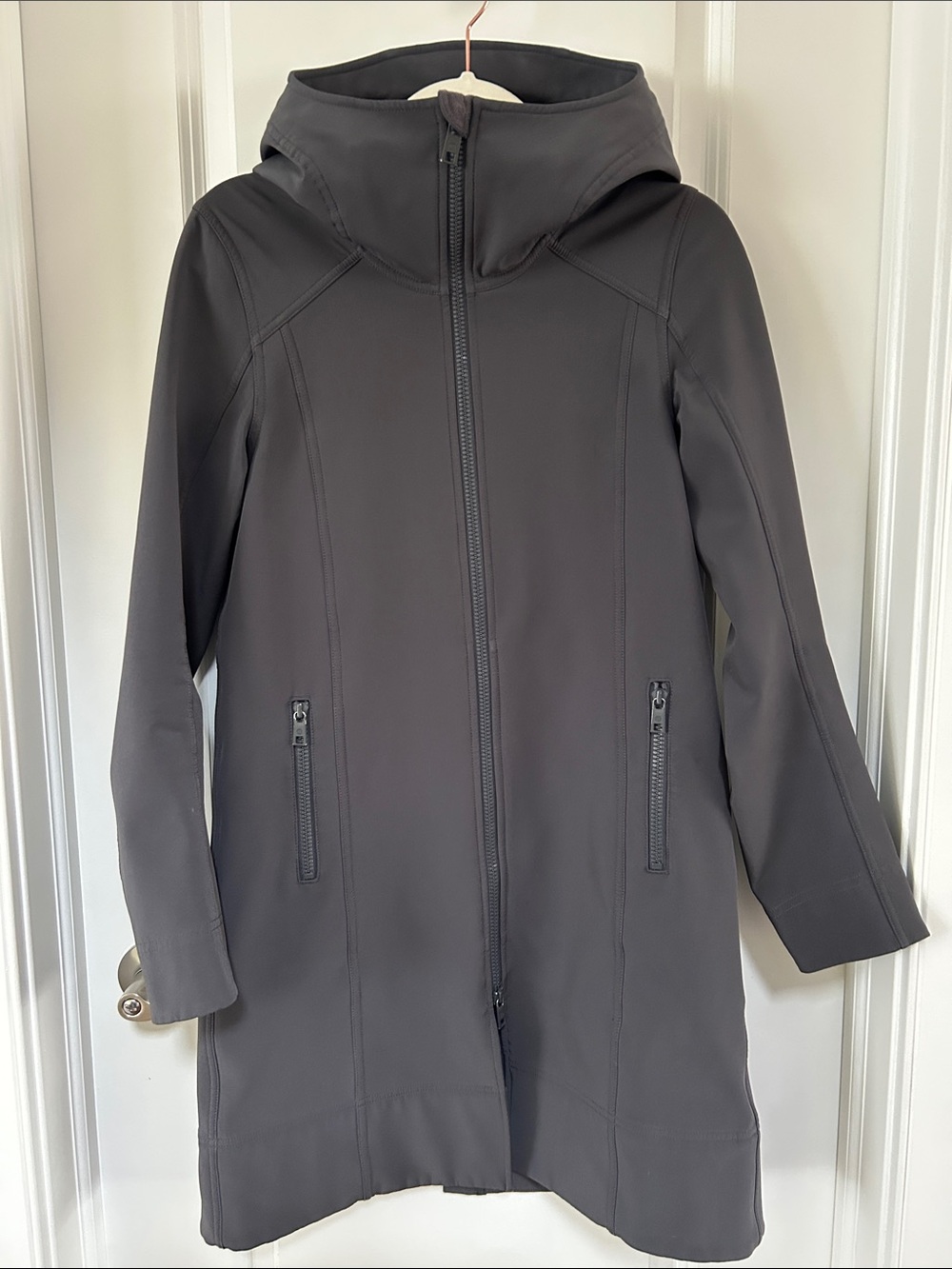 Vintage lululemon athletica Women's Hooded Long Softshell Coat - Charcoal